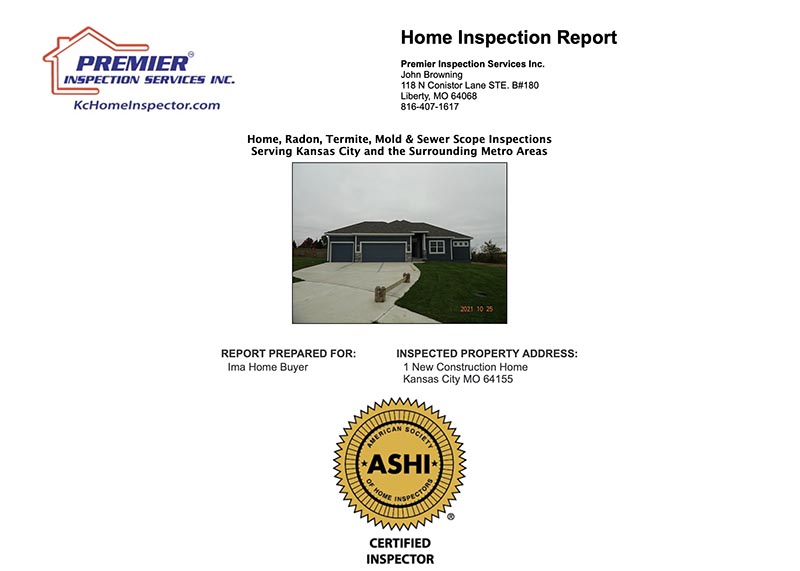 New construction home inspection sample report 